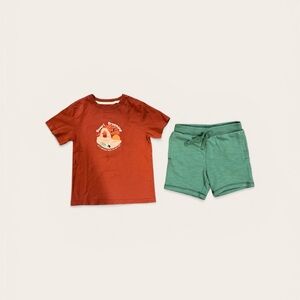 Janie and Jack Desert Dreaming Tee and Matching Green Slub Short
